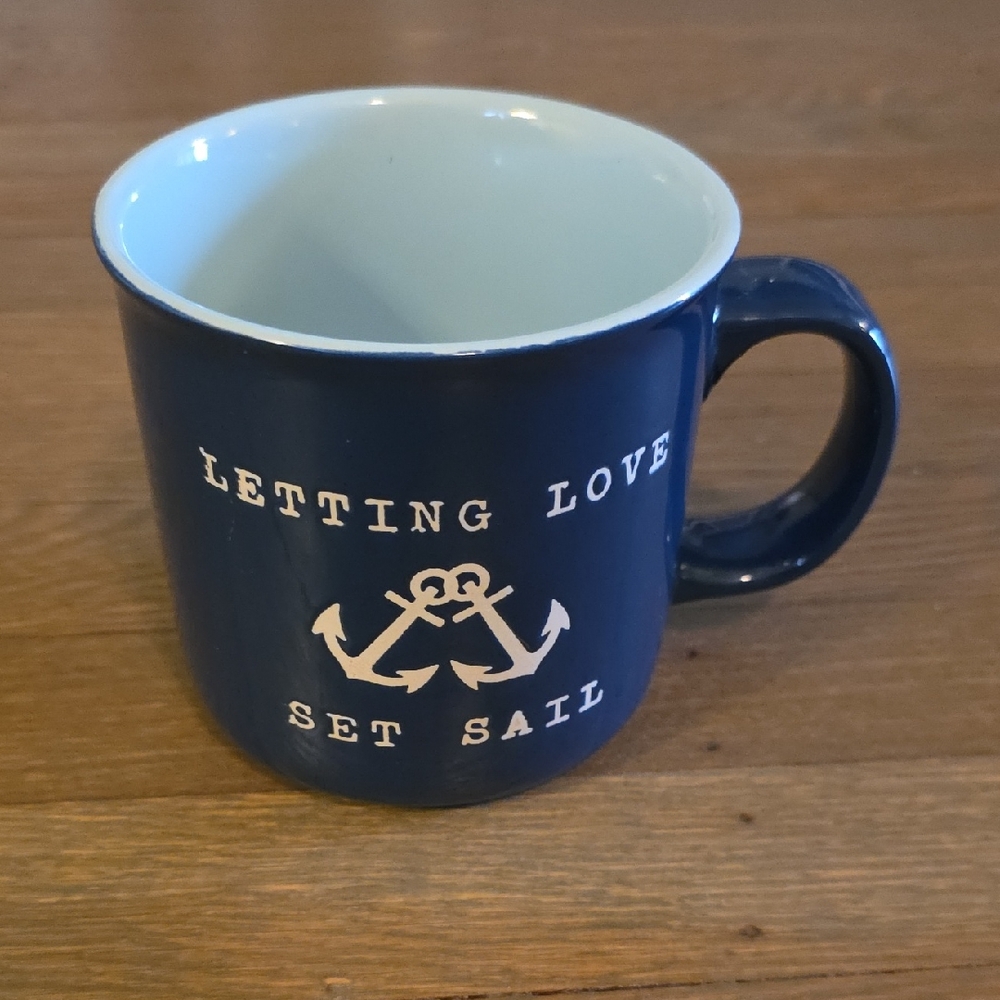 Hazel & Co- "Letting Love Set Sail" Oversized Deep Blue Anchor Mug